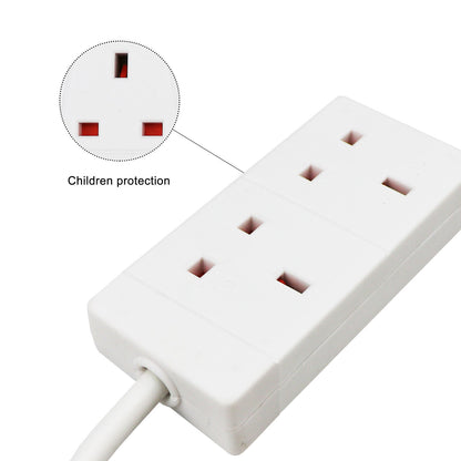 Extension Lead Cable Electric Plug Socket UK Mains Power 2 4 6 8 Gang Way Black