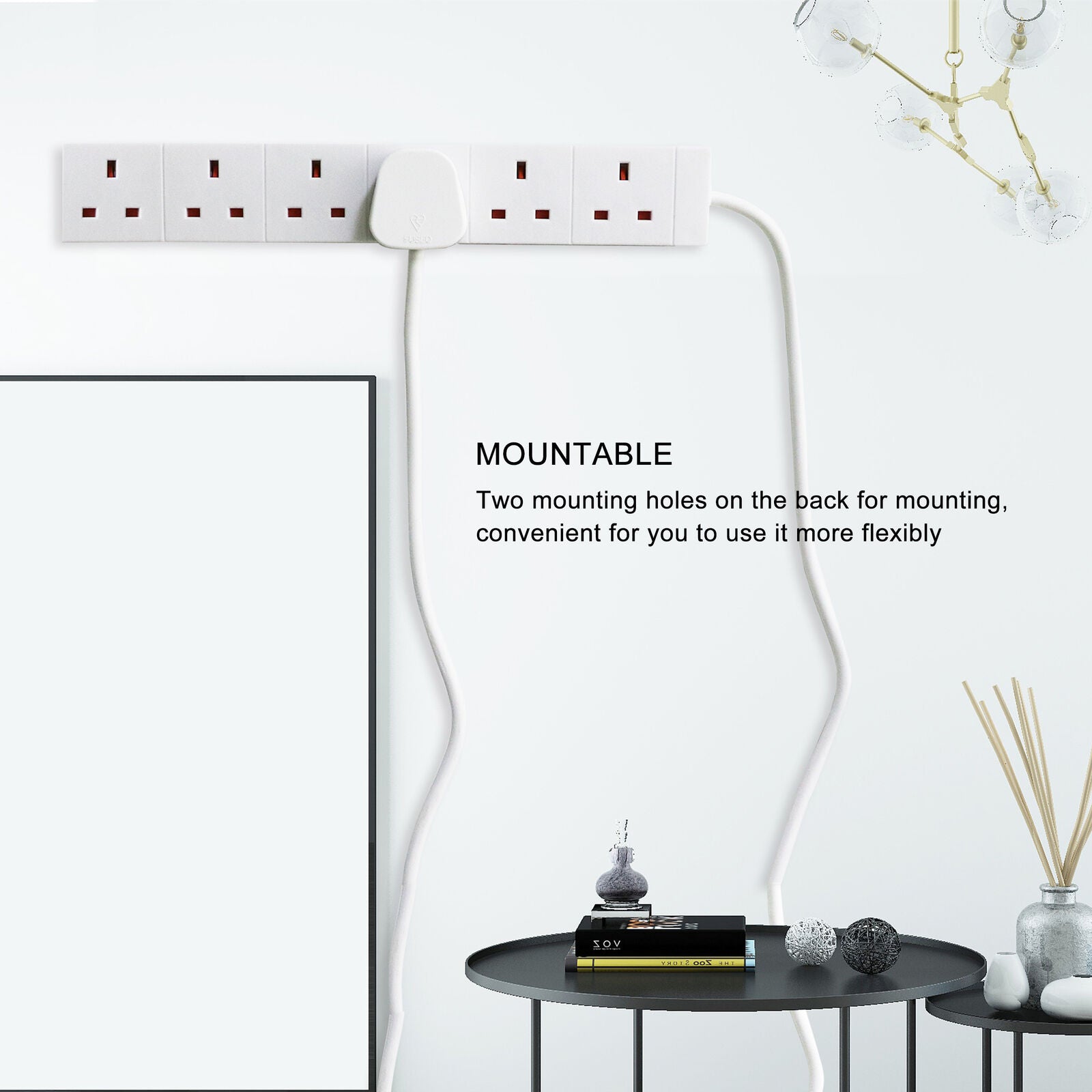 Extension Lead Cable Electric Plug Socket UK Mains Power 2 4 6 8 Gang Way Black